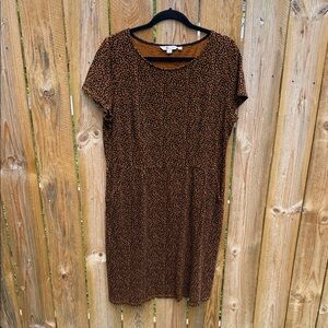 Boden Brown Leopard Print Midi Dress